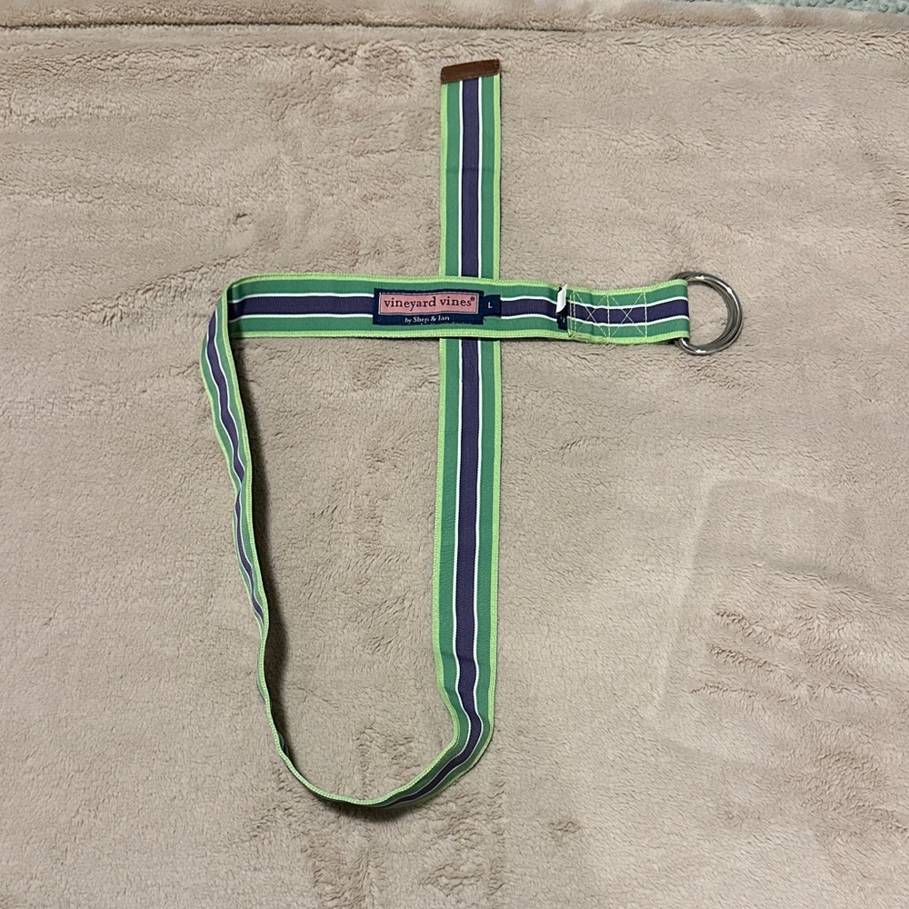 Vineyard Vines Green and Blue Striped Belt